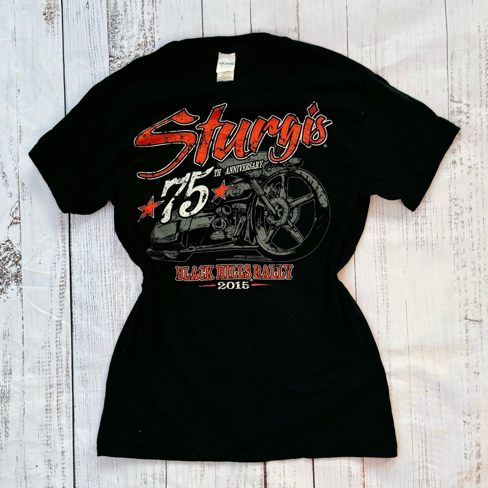 Sturgis 75th Anniversary Black Hills Rally Biker T Shirt Sz S Biker